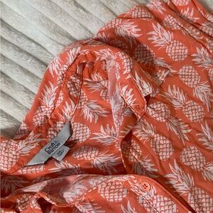 Croft & Barrow Coral Button-Down Pineapple Print Shirt